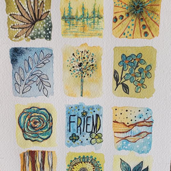 Yellow and Blue Fleur Collage